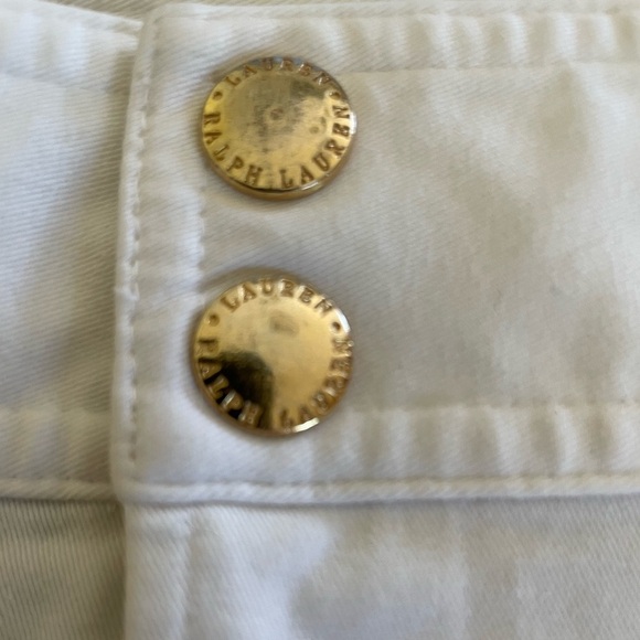 Lauren Ralph Lauren White Capris Gold Accents Wide Straight Leg Women's 10 - Picture 4 of 6